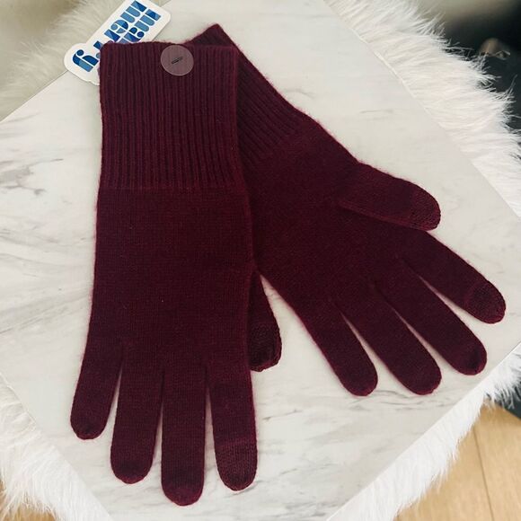 NORDSTROM Cashmere Tech Compatible Gloves, 100% Cashmere, Burgundy Luxury, NWT - Picture 3 of 11